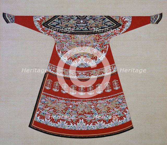 Design for the embroidered court robe of a Chinese Emperor, 19th century. Artist: Unknown