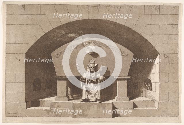 Tomb with Death Enthroned as a Sphinx, ca. 1779-84. Creator: Louis Jean Desprez.