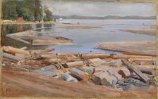 Log Raft, 1886. Creator: Albert Edelfelt.