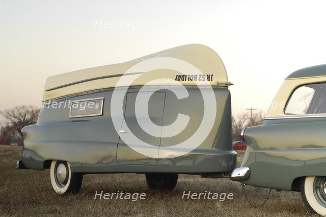 Ford Ranch wagon with kom pack trailer 1952. Artist: Simon Clay.