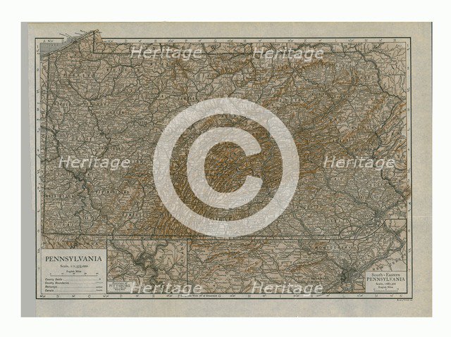 Map of Pennsylvania, 1910. Creator: Emery Walker Ltd.