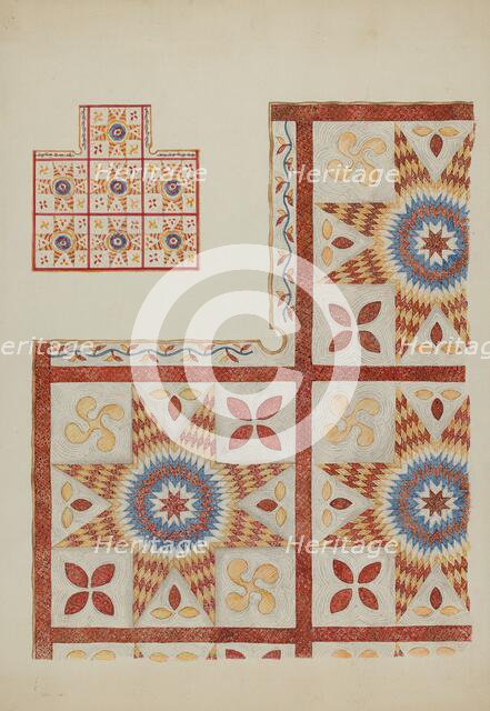Applique Quilt, 1935/1942. Creator: Unknown.