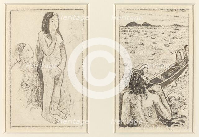 Parau Na Te Varau Ino (left); Tahitian Legend (right), c. 1890/1895. Creator: Paul Gauguin.