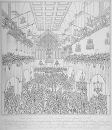 Banquet at the Guildhall, City of London, 1814 (1815).                                         Artist: Anon