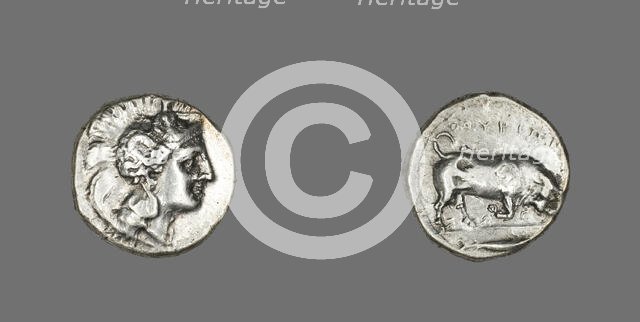 Stater (Coin) Depicting the Goddess Athena, 350-320 BCE. Creator: Unknown.