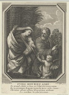 The Flight into Egypt; the holy family walking with the young John the Baptist, tre..., ca. 1720-86. Creator: Claude-Augustin Duflos.