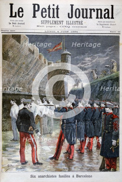 Six anarchists executed in Barcelona, 1894. Artist: Unknown