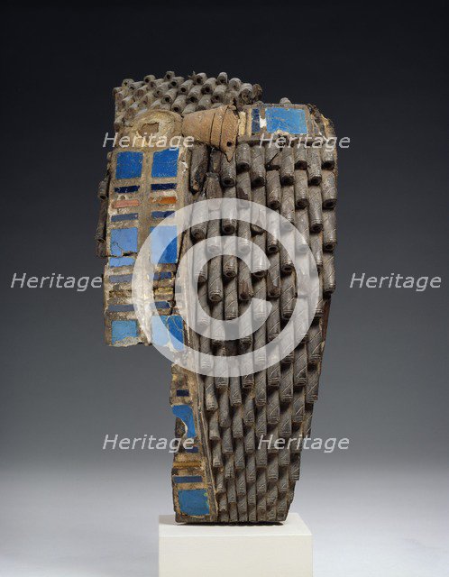 Fragment of a royal wig sculpted in wood, XVIIIth - XIXth Dynasty (c1540 BC-c1190 BC). Artist: Unknown.