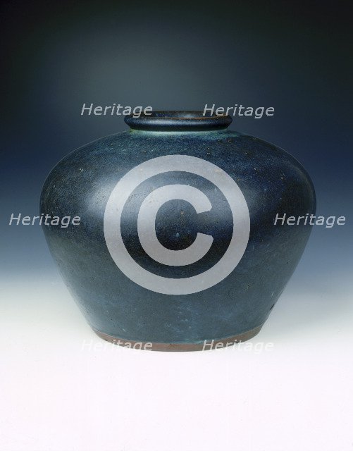 Yixing stoneware jar copying Jun ware, late Ming dynasty, China, c1600. Artist: Unknown
