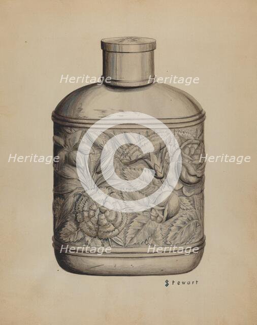 Silver Whiskey Flask, c. 1937. Creator: Robert Stewart.