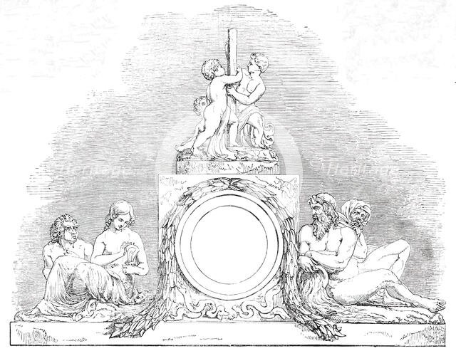 Sculpture of the New Front of Buckingham Palace - Northern Wing, 1850. Creator: Unknown.