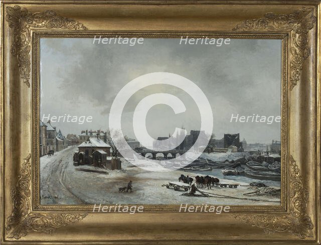 View of ile Louviers ; in snow, 1830. Creator: Antoine Perrot.