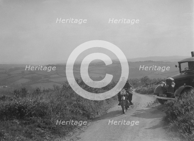 499 cc Rudge of R Holden competing in the MCC Torquay Rally, 1938. Artist: Bill Brunell.