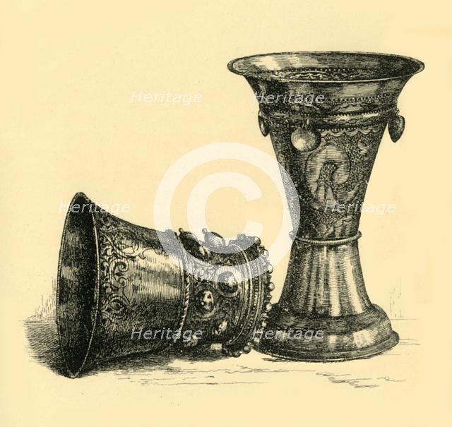 Two silver cups, 17th century?, (1881).  Creator: R I Stevenson.