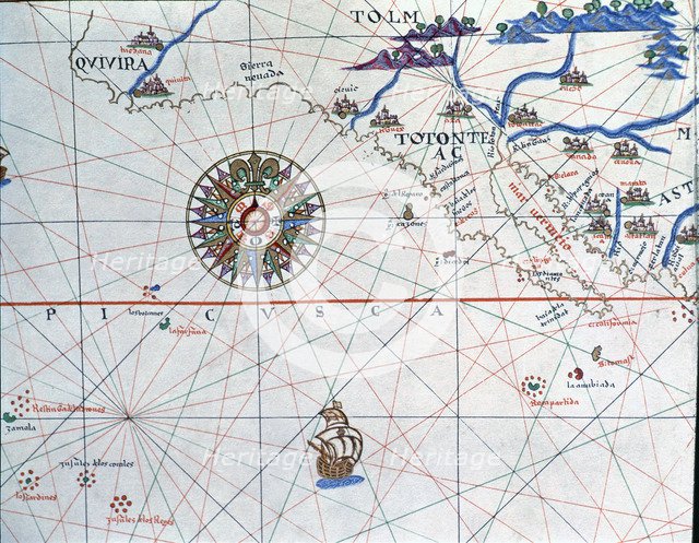 Atlas of Joan Martines, Messina, 1582. Portulan chart of Alta and Baja California and the Pacific…