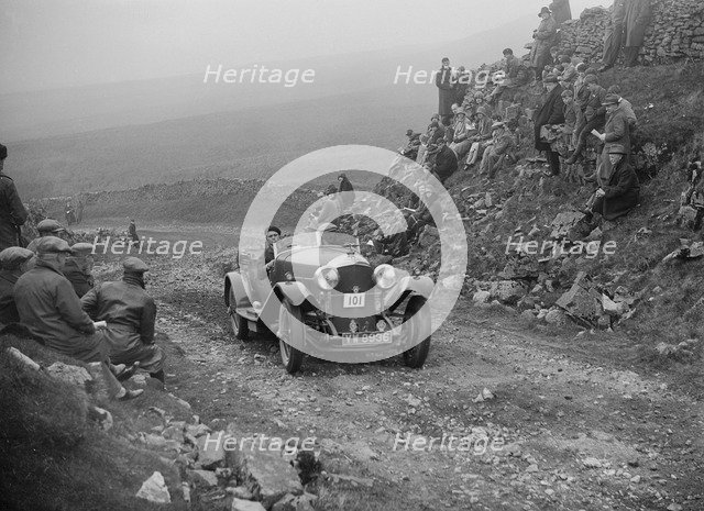 Bentley of M Durand competing in the MCC Edinburgh Trial, 1929. Artist: Bill Brunell.