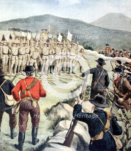 British soldiers surrendering to Boer forces at  Doornbosch, Transvaal, South Africa, 1901. Artist: Unknown