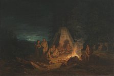 Saami People around a Fire, 1813. Creator: Alexander Lauréus.