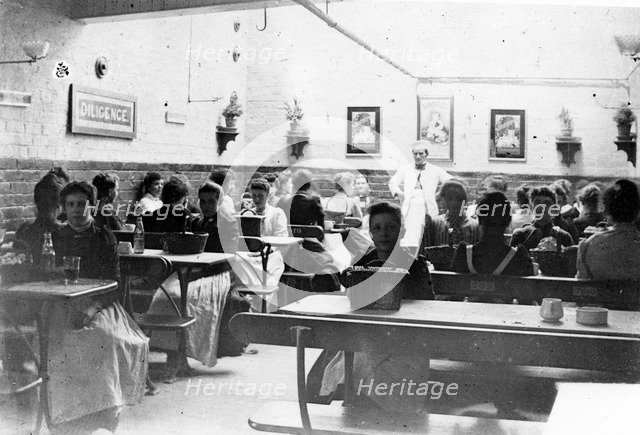 The old girl’s dining room, Rowntree factory, York, Yorkshire, c1894-c1900. Artist: Unknown
