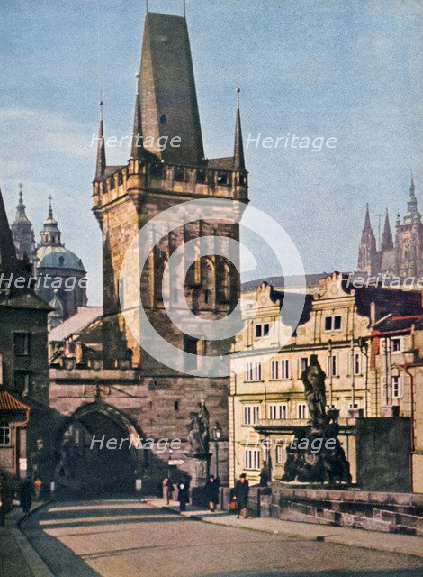 The Old Town end of the King Charles bridge, Prague, Czech Republic, 1943. Artist: Unknown