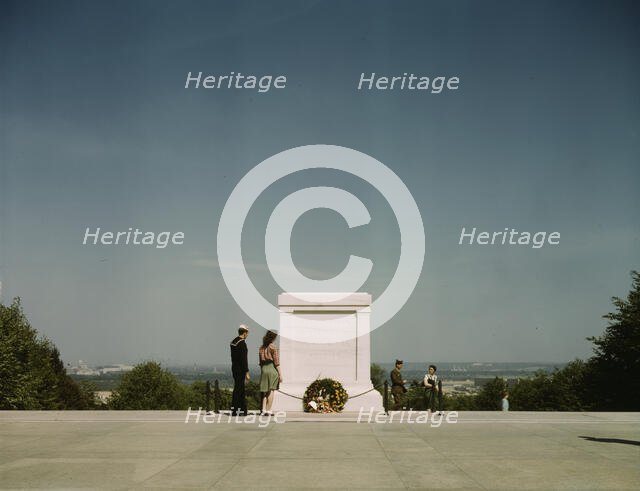 Sailor and girl at the Tomb of the Unknown Soldier, Washington, D.C. , 1943. Creator: John Collier.