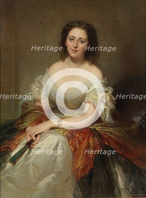 Portrait of Maria Countess Walewska (1786-1817), 1859. Artist: Dubufe, Louis Edouard (1819-1883)