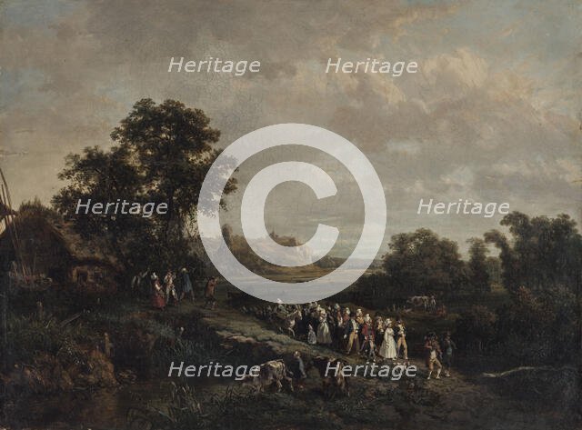 Une noce en procession, 1844. Creators: Eugène Louis Vasselin, Hippolyte Bellangé.