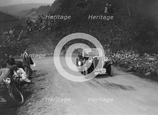 Singer of RS Davies competing in the MCC Edinburgh Trial, 1933. Artist: Bill Brunell.