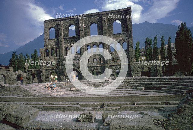 Roman theatre at Aosta, Italy, 25th century BC. Artist: Unknown