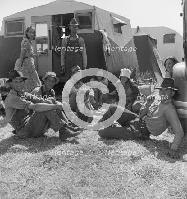 Migrant family in Farm Security Administration camp, Westley, California, 1938. Creator: Dorothea Lange.