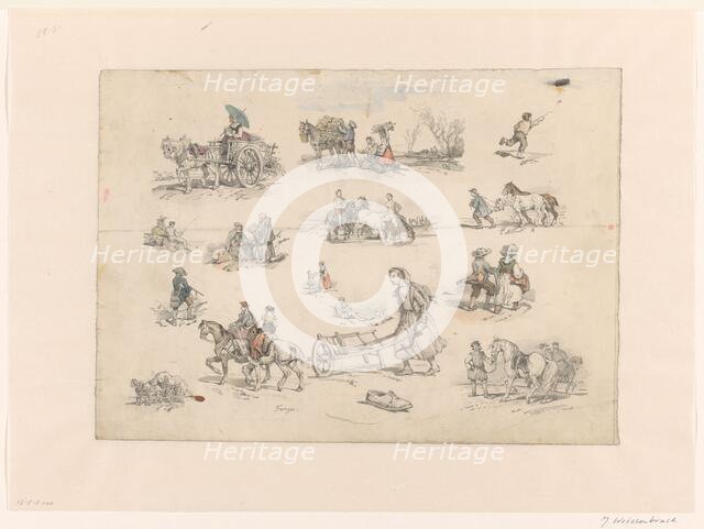Figure studies with horses and chariots, 1832-1880. Creator: Jan Weissenbruch.