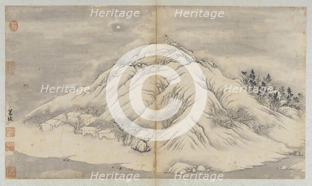 Winter landscape: a moon-lit hill and buildings, Qing dynasty, 18th century. Creator: Unknown.