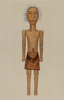 Wooden Indian Doll, c. 1937. Creator: Rex F Bush.