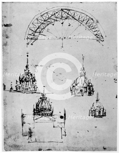 Studies for the central cupola of Milan cathedral, late 15th century (1954).. Artist: Leonardo da Vinci