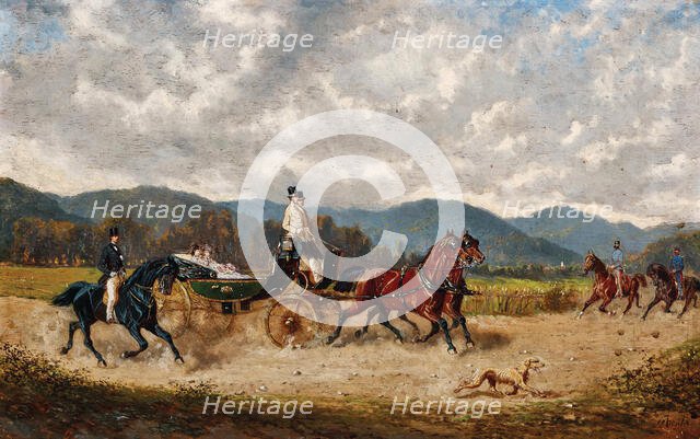 Empress Elisabeth in a carriage in Gödöllö, c1880. Creator: Bensa; Alexander von (1820-1902).