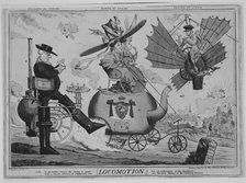 Locomotion: Walking by Steam, Riding by Steam, Flying by Steam, ca. 1830. Creator: Robert Seymour.