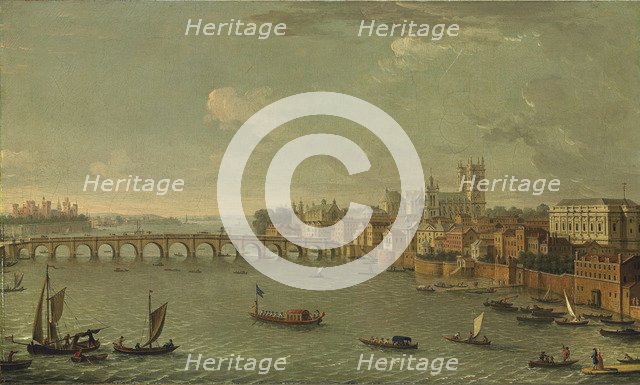 Four views of London: The Thames looking towards Westminster. Artist: Joli, Antonio (1700-1777)