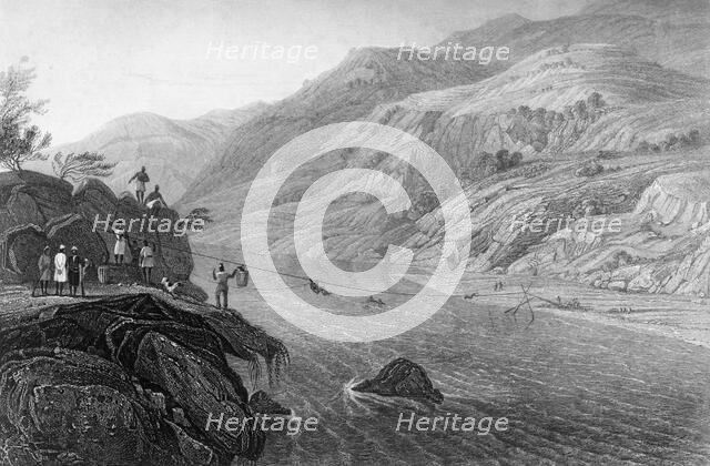 'Crossing the River Tonse ', 1845. Creator: Unknown.