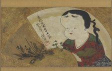 Uzume (Okame) and flowers, 18th-19th century. Creator: Ogata Kenzan.