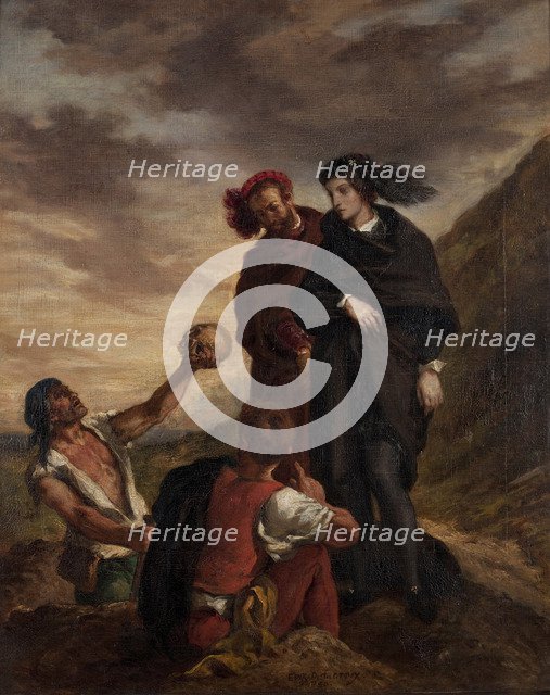 Hamlet and Horatio in the Graveyard. Artist: Delacroix, Eugène (1798-1863)