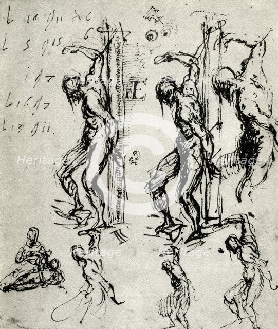 Sketches for the St Sebastian in Brescia, c1518, (1937). Artist: Titian