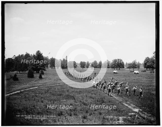 Battalion in column of fours, M.M.A., Orchard Lake, Michigan, between 1890 and 1901. Creator: Unknown.