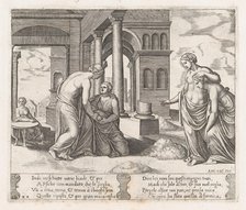 Plate 22: Venus standing at right ordering Psyche to sort a pile of grain, at left the ..., 1530-60. Creator: Master of the Die.