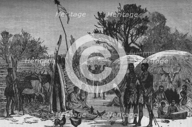 'Interior of a Zuli Kraal on the Tugela River', c1880. Artist: Unknown.