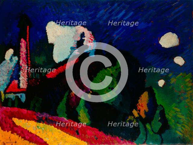 Murnau, Landscape With Tower, 1908. Creator: Kandinsky, Wassily Vasilyevich (1866-1944).