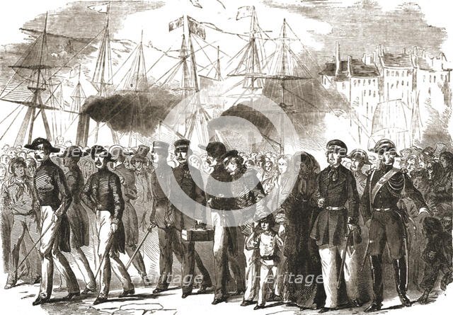 'Russian Prisoners: Arrival of the Russian General Bodisco and his Family at Havre', 1854. Creator: Unknown.