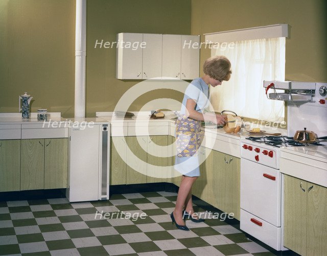 Kitchen scene, Warwick, Warwickshire, 1966. Artist: Michael Walters