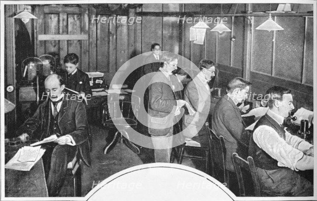 Tape and telegraph room of the Daily Express newspaper, London, c1900 (1903). Artist: Unknown.