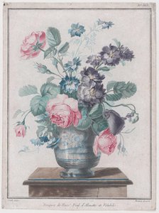 Bouquet of Roses, Larkspur and Convolvulus, mid to late 18th century. Creator: Louis Marin Bonnet.