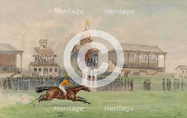 Horse racing in Freudenau in Vienna 1884, 1884. Creator: Moritz Ledeli.